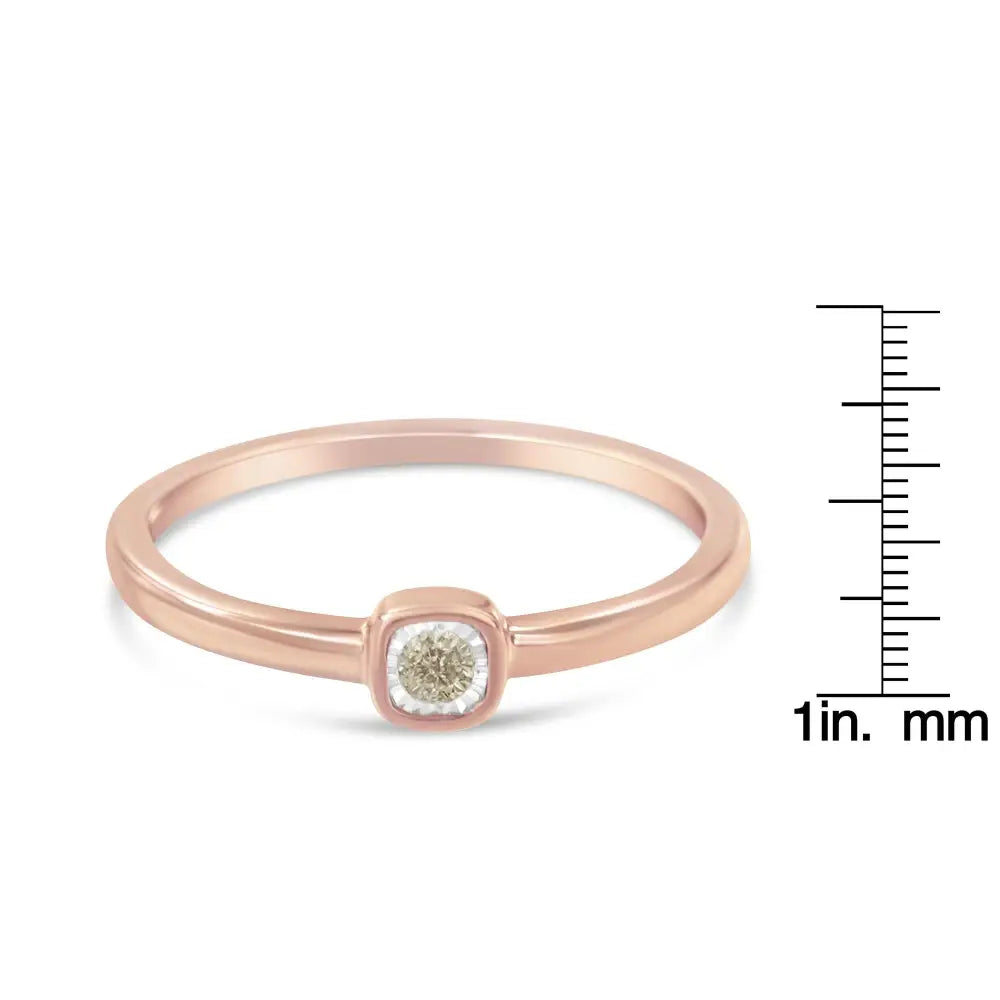 Radiant Rose Gold Plated 14k Fashion Promise Ring with Carat Diamond Square