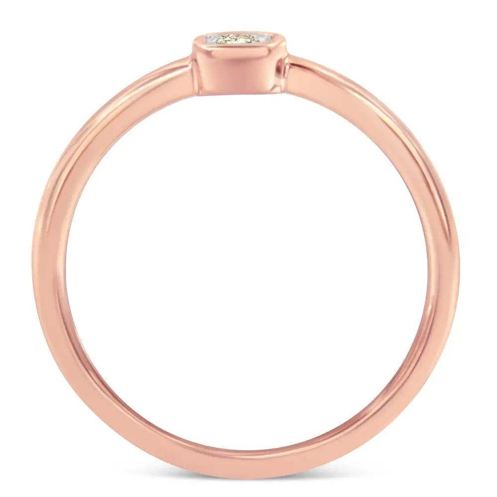 Radiant Rose Gold Plated 14k Fashion Promise Ring with Carat Diamond Square