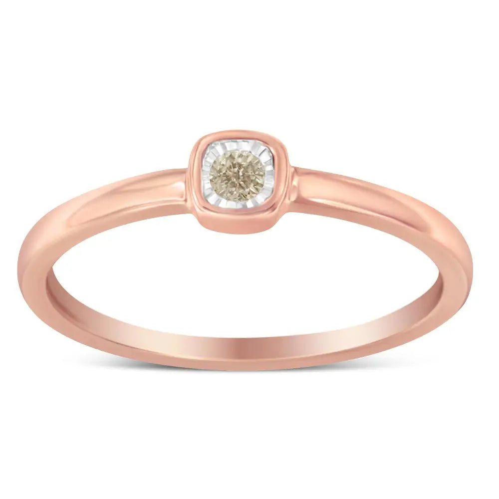 Radiant Rose Gold Plated 14k Fashion Promise Ring with Carat Diamond Square