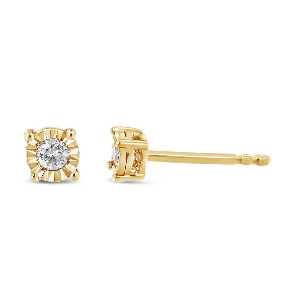 Radiant Round Brilliant-cut Diamond Miracle-set Stud Earrings