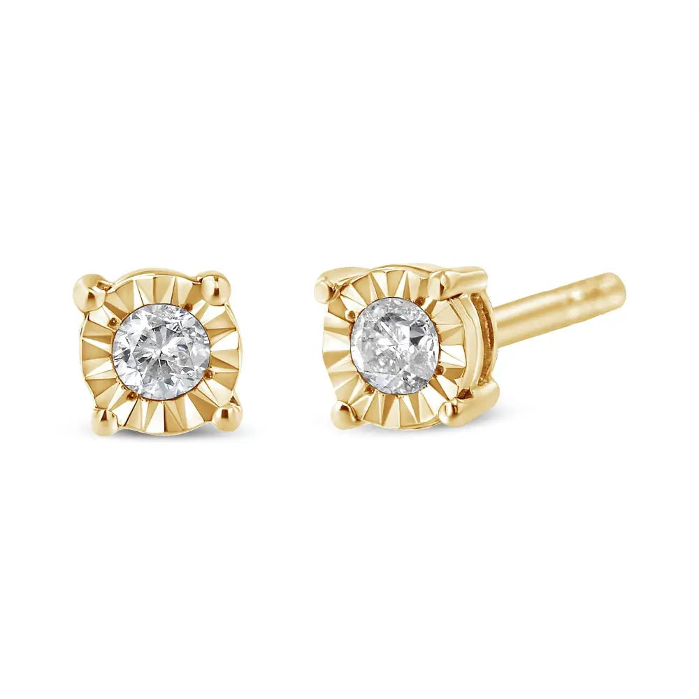 Radiant Round Brilliant-cut Diamond Miracle-set Stud Earrings