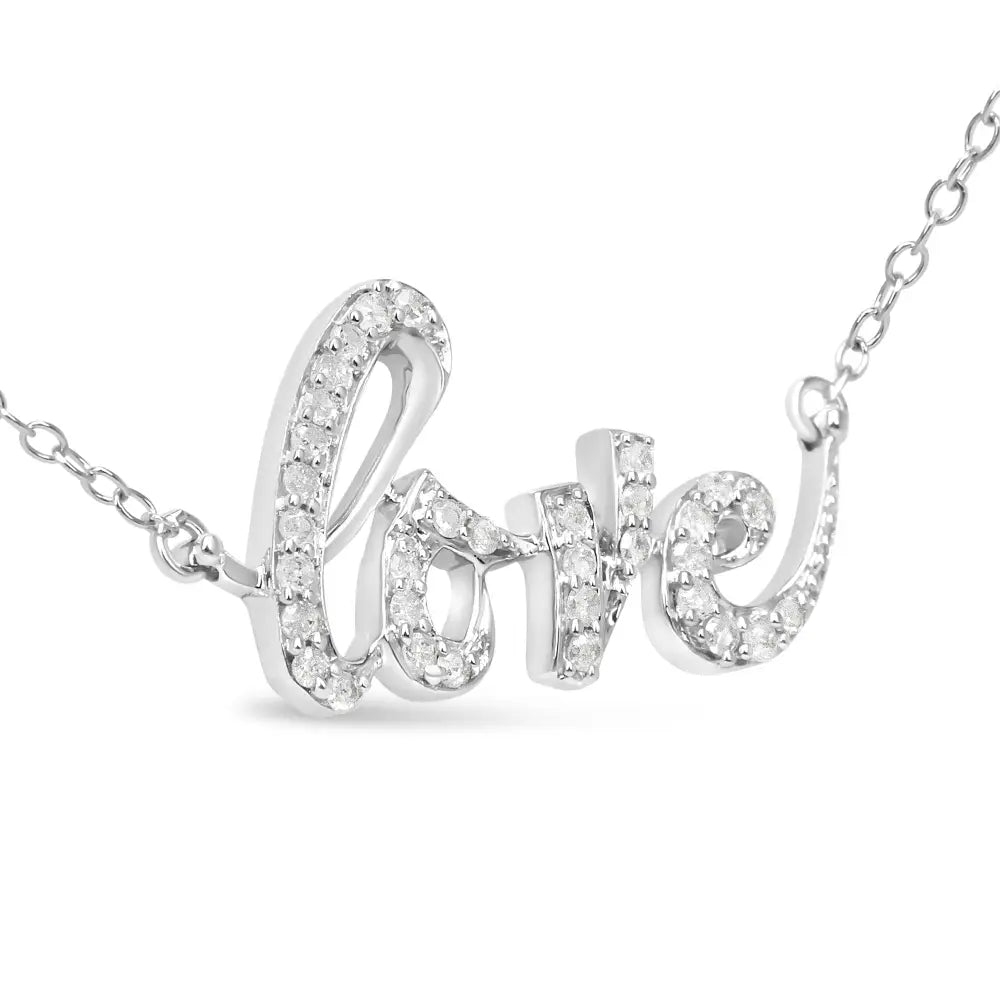 Radiant Round Diamond Love Necklace in Sterling Silver Elegance