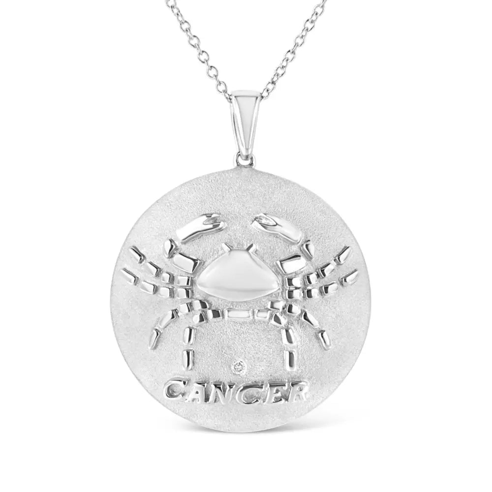 Radiant Sterling Silver Diamond Accent Cancer Zodiac Pendant Necklace