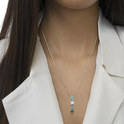 Radiant Treated Blue Diamond Pendant Necklace in 14k White Gold