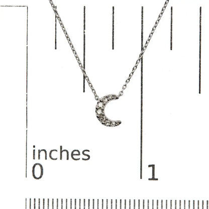 Radiant White Gold Diamond Accented Crescent Moon Pendant Necklace