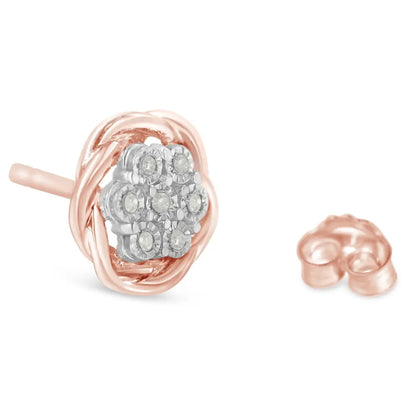 Rose Gold Plated Sterling Silver Round Diamond Stud Earrings (0.15 Cttw I-j Color I2-i3 Clarity) - Fine Jewelry