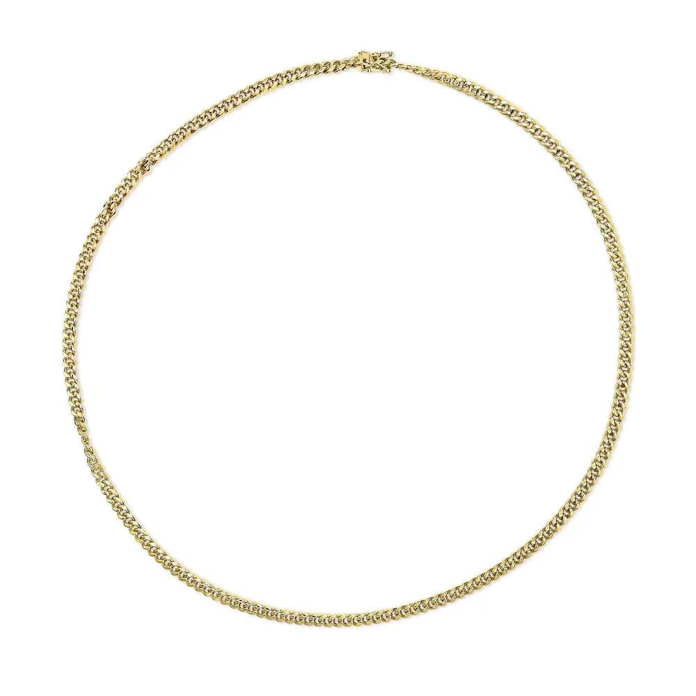 Semi-solid 14k Yellow Gold 4.5mm Miami Cuban Chain Necklace - Unisex - 22 - Fine Jewelry us Direct