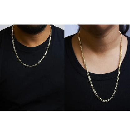 Semi-solid 14k Yellow Gold 4.5mm Miami Cuban Chain Necklace - Unisex - 22 - Fine Jewelry us Direct