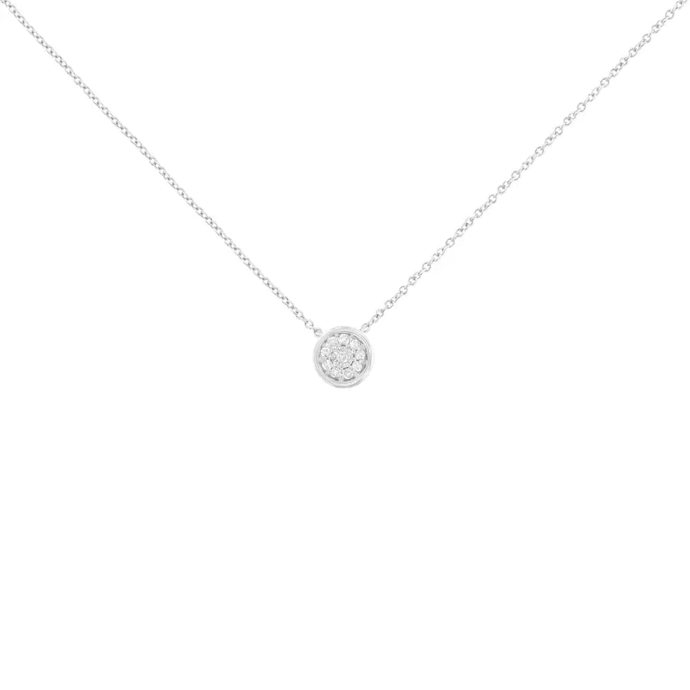 Sterling Silver 1/10 Cttw Diamond Cluster Bezel Pendant (i-j Clarity I2-i3 Color) - Fine Jewelry us Direct