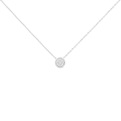 Sterling Silver 1/10 Cttw Diamond Cluster Bezel Pendant (i-j Clarity I2-i3 Color) - Fine Jewelry us Direct