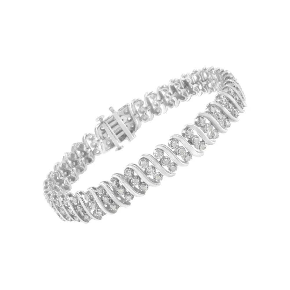 Sterling Silver 2 Cttw Diamond Link Double Row Bracelet (i-j I2-i3) - Fine Jewelry us Direct