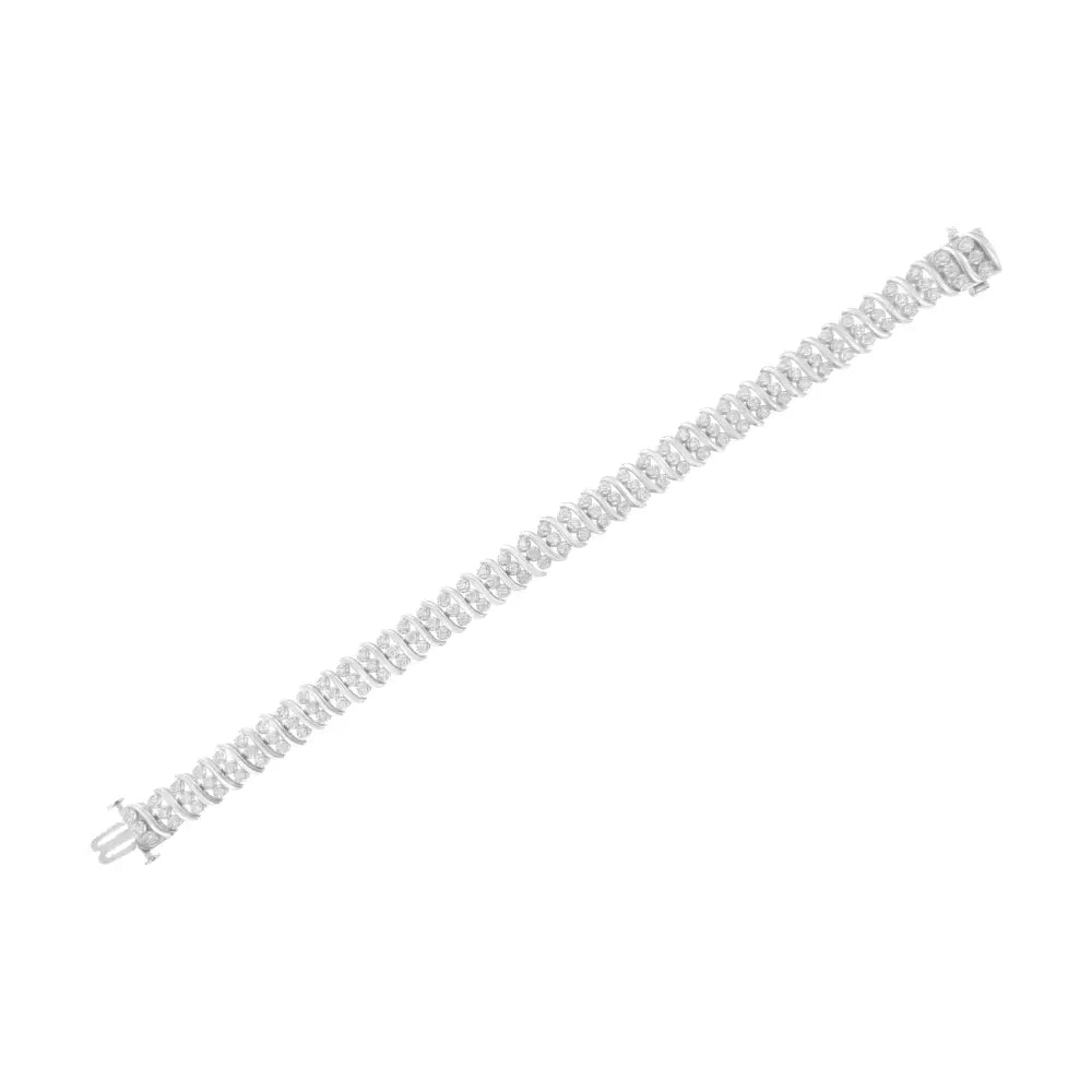 Sterling Silver 2 Cttw Diamond Link Double Row Bracelet (i-j I2-i3) - Fine Jewelry us Direct