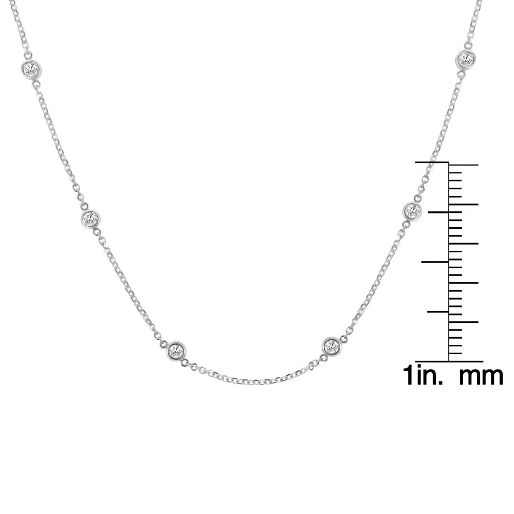 Sterling Silver Bezel-set Diamond Station Necklace (1 Cttw J-k Color I1-i2 Clarity) - Fine Jewelry us Direct