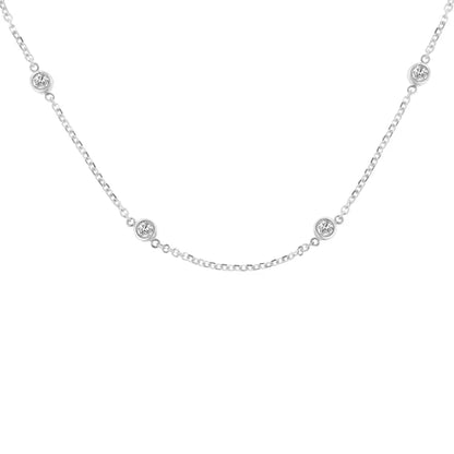 Sterling Silver Bezel-set Diamond Station Necklace (1 Cttw J-k Color I1-i2 Clarity) - Fine Jewelry us Direct