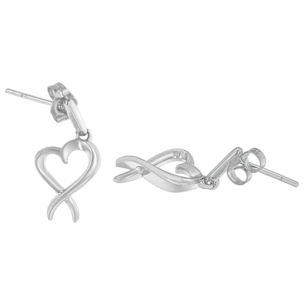 Sterling Silver Dangle-heart Earrings - Fine Jewelry us Direct