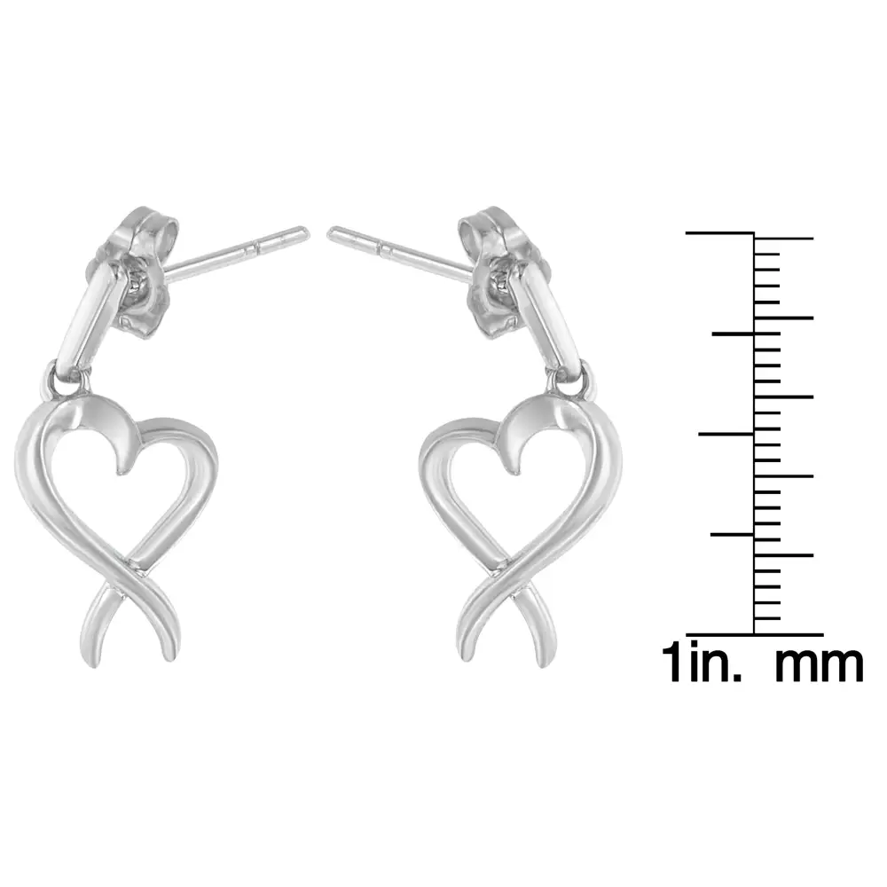 Sterling Silver Dangle-heart Earrings - Fine Jewelry us Direct