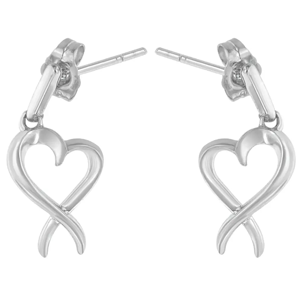 Sterling Silver Dangle-heart Earrings - Fine Jewelry us Direct