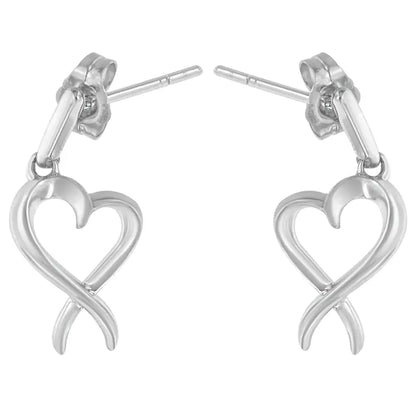 Sterling Silver Dangle-heart Earrings - Fine Jewelry us Direct