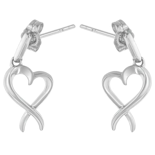 Sterling Silver Dangle-heart Earrings - Fine Jewelry us Direct