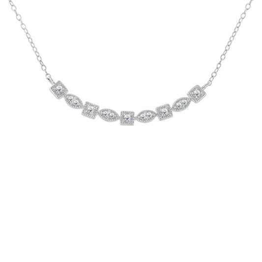 Sterling Silver Diamond Bar Mixed Shape Necklace (1/4 Cttw I-j Color I2-i3 Clarity) - Fine Jewelry us Direct