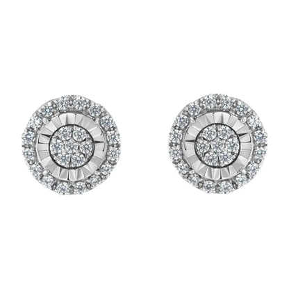 Sterling Silver Diamond Cluster Earrings (1 Cttw I-j Color I2-i3 Clarity) - Fine Jewelry us Direct