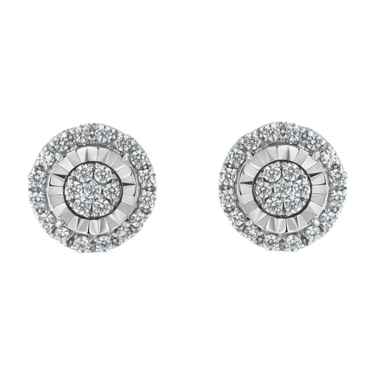 Sterling Silver Diamond Cluster Earrings (1 Cttw I-j Color I2-i3 Clarity) - Fine Jewelry us Direct