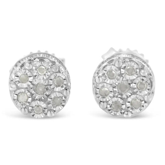 Sterling Silver Diamond Cluster Stud Earrings (0.15 Cttw I-j Color I3 Clarity) - Fine Jewelry us Direct