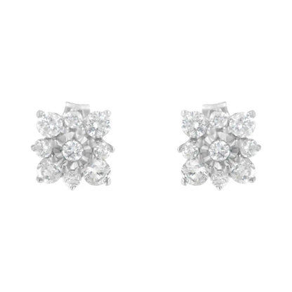 Sterling Silver Diamond Flower Stud Earrings (1/2 Cttw I-j Color I1-i2 Clarity) - Fine Jewelry us Direct