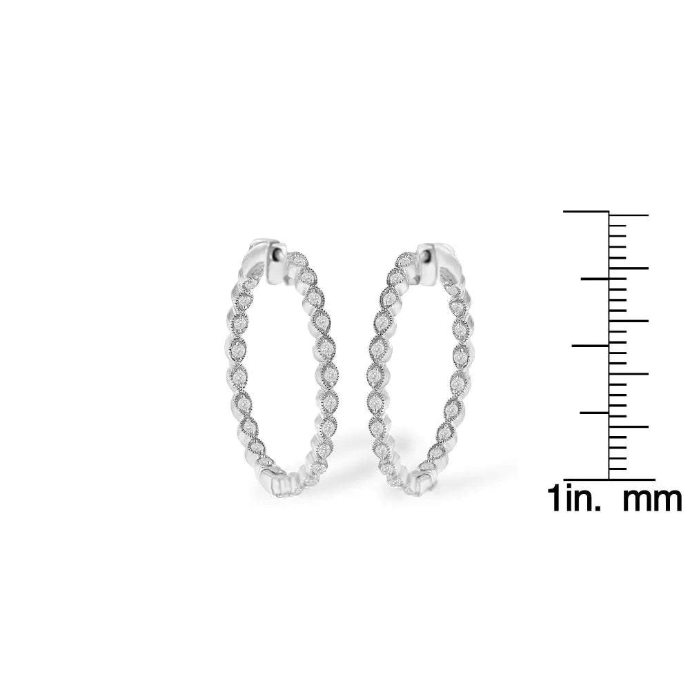 Sterling-silver Diamond Hoop Earring (3/4 Cttw I-j Color I3 Clarity) - Fine Jewelry us Direct