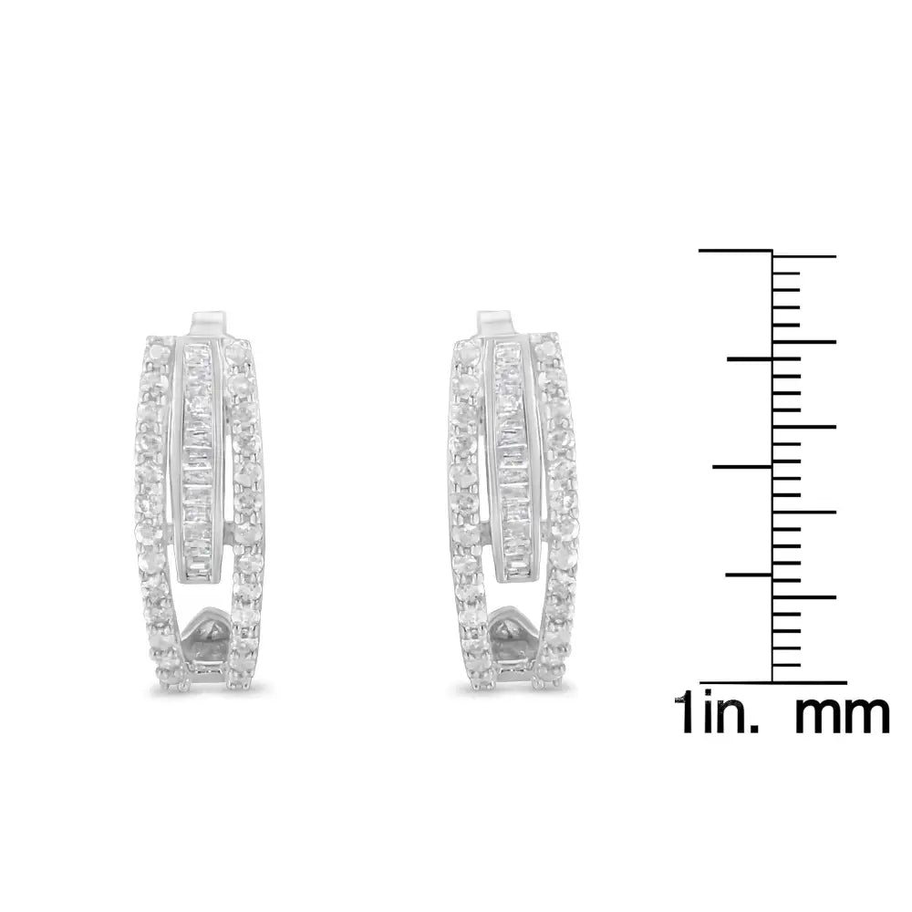 Sterling-silver Diamond J-stud Earring (3/4 Cttw I-j Color I3 Clarity) - Fine Jewelry us Direct