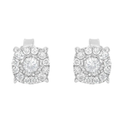 Sterling Silver Diamond Square Stud Earring (1/2 Cttw I-j Color I2-i3 Clarity) - Fine Jewelry us Direct