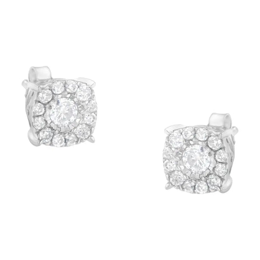 Sterling Silver Diamond Square Stud Earring (1/2 Cttw I-j Color I2-i3 Clarity) - Fine Jewelry us Direct