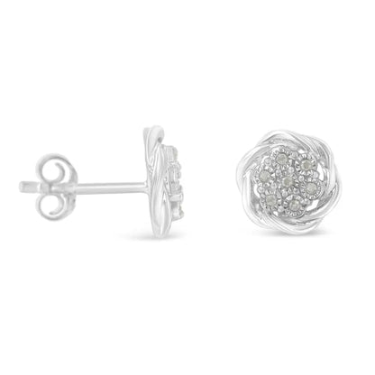 Sterling Silver Diamond Swirl Cluster Stud Earrings (1/6 Cttw I-j Color I2-i3 Clarity) - Fine Jewelry us Direct