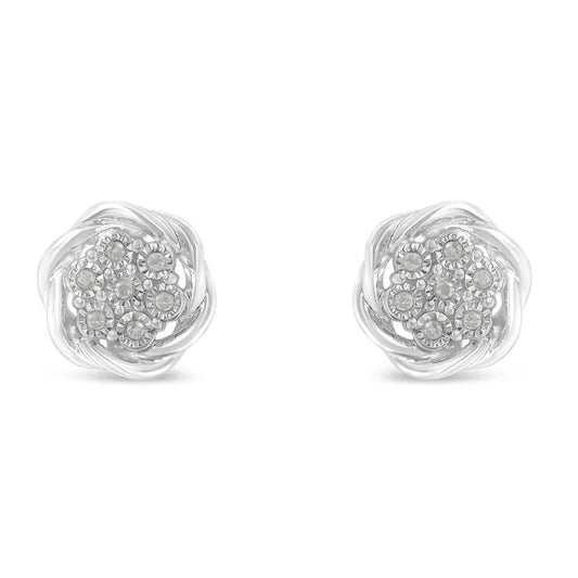 Sterling Silver Diamond Swirl Cluster Stud Earrings (1/6 Cttw I-j Color I2-i3 Clarity) - Fine Jewelry us Direct