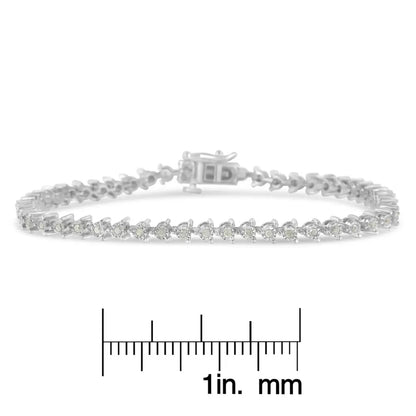 Sterling Silver Diamond Tennis Link Bracelet (0.5 Cttw I-j Color I3 Clarity) - Fine Jewelry us Direct