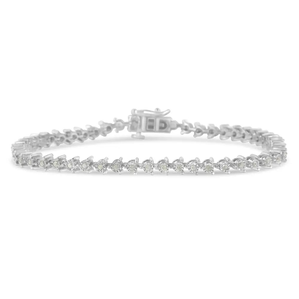 Sterling Silver Diamond Tennis Link Bracelet (0.5 Cttw I-j Color I3 Clarity) - Fine Jewelry us Direct