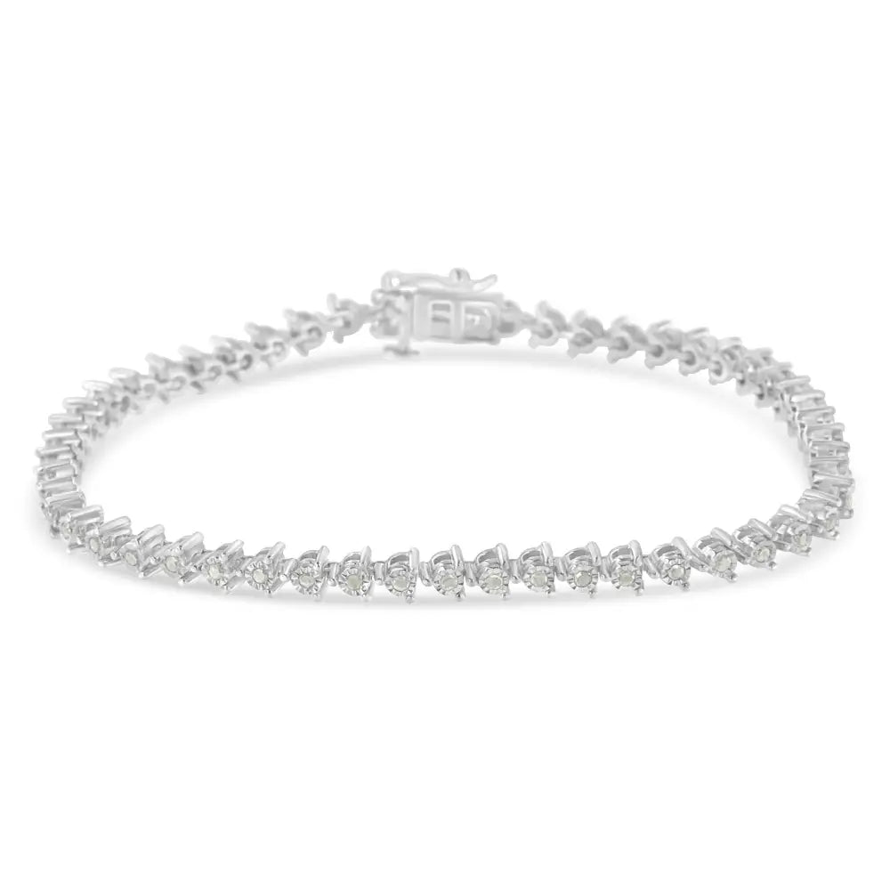 Sterling Silver Diamond Tennis Link Bracelet (0.5 Cttw I-j Color I3 Clarity) - Fine Jewelry us Direct