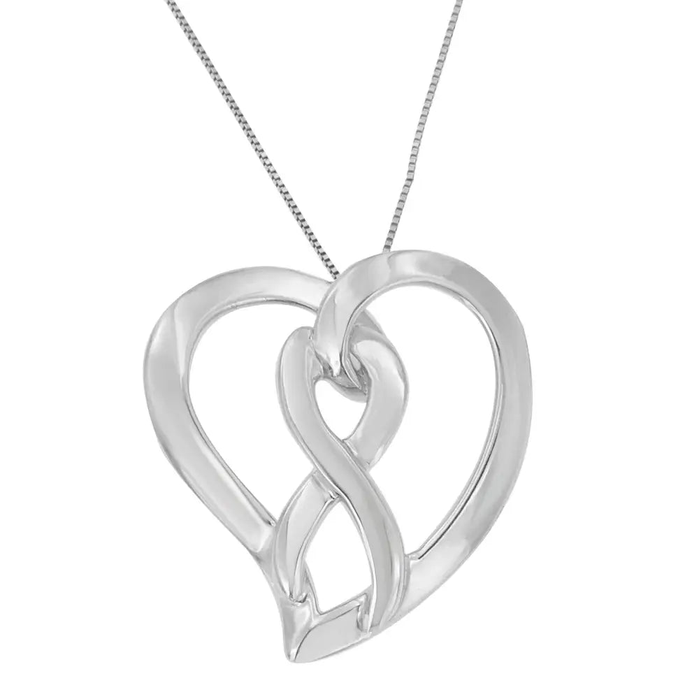 Sterling Silver Heart and Infinity Pendant Necklace - Fine Jewelry us Direct