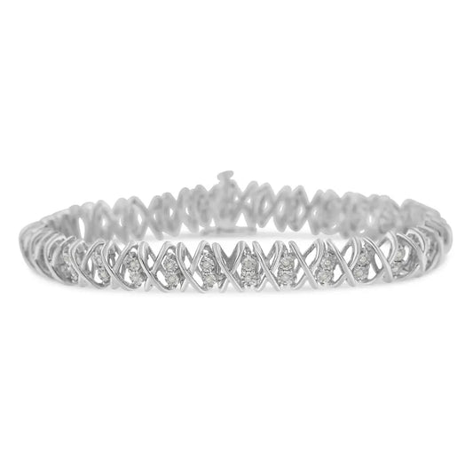 Sterling Silver Rose-cut Diamond X-link Bracelet (1 Cttw I-j Color I2-i3 Clarity) - Fine Jewelry us Direct