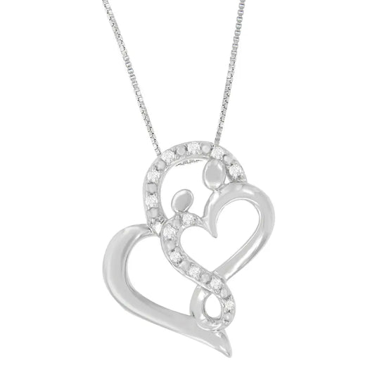 Sterling Silver Round-cut Diamond Heart Pendant Necklace (0.11 Cttw H-i Color I1-i2 Clarity) - Fine Jewelry us Direct