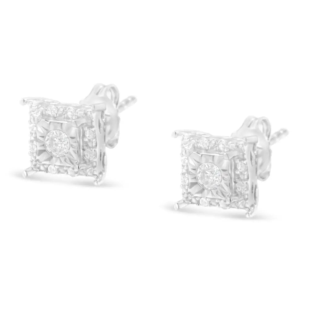 Sterling Silver Round Cut Diamond Stud Earrings (1/4 Cttw I-j Color I2-i3 Clarity) - Fine Jewelry us Direct