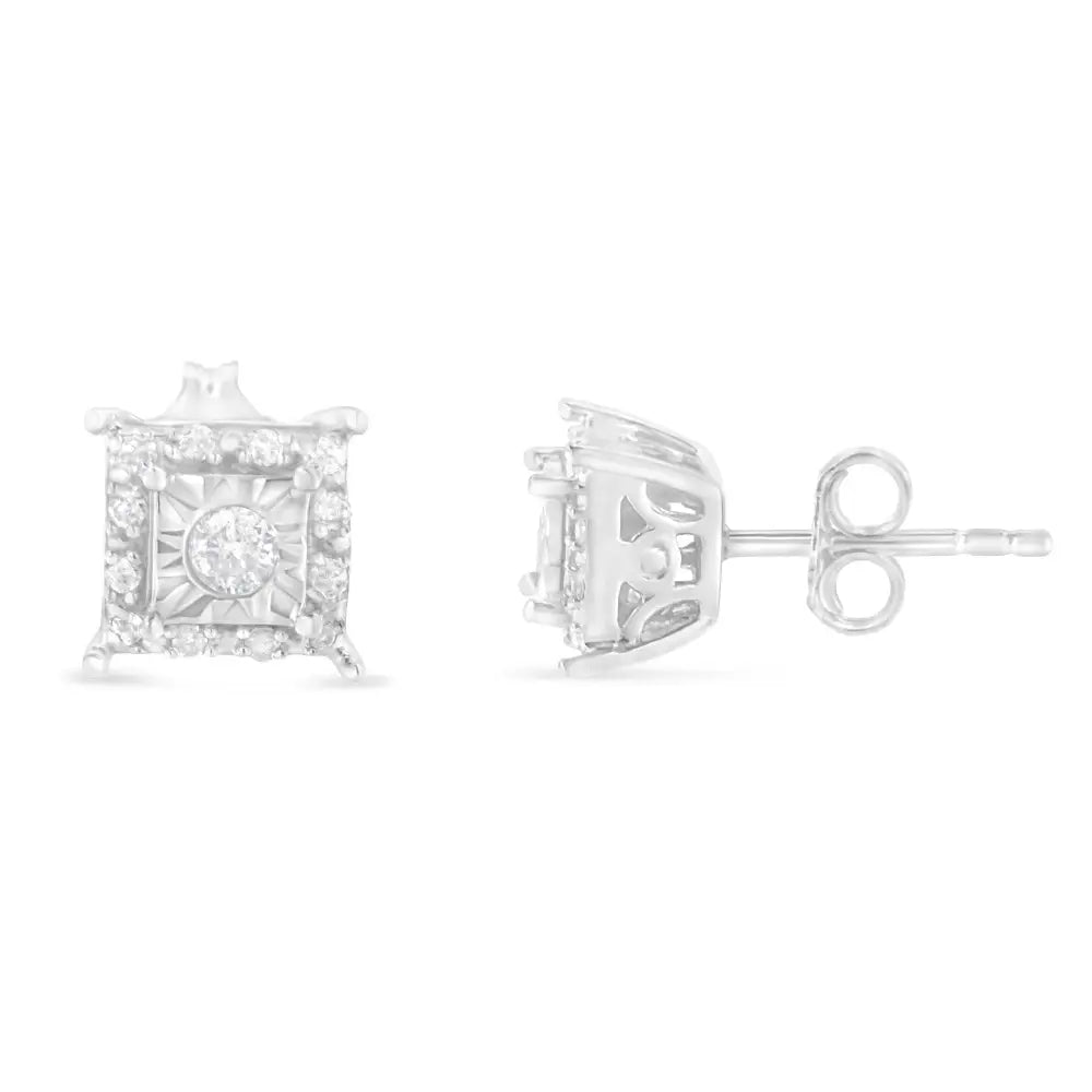 Sterling Silver Round Cut Diamond Stud Earrings (1/4 Cttw I-j Color I2-i3 Clarity) - Fine Jewelry us Direct