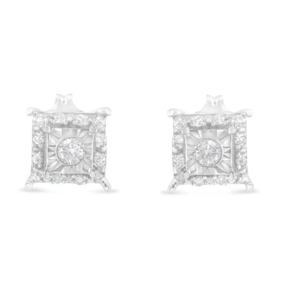 Sterling Silver Round Cut Diamond Stud Earrings (1/4 Cttw I-j Color I2-i3 Clarity) - Fine Jewelry us Direct