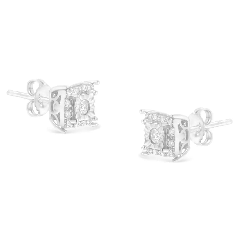 Sterling Silver Round Cut Diamond Stud Earrings (1/4 Cttw I-j Color I2-i3 Clarity) - Fine Jewelry us Direct