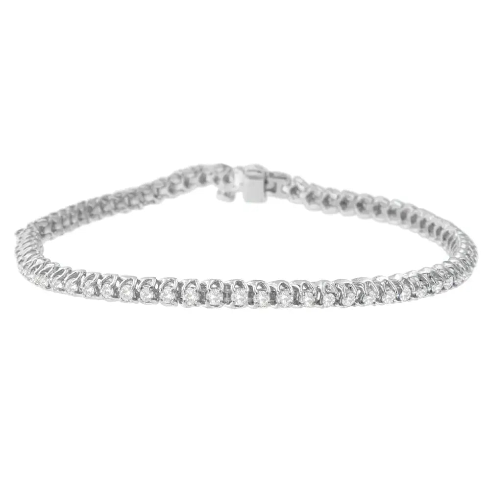 Sterling Silver Round Cut Diamond Tennis Bracelet (2 Cttw H-i Color I1-i2 Clarity) - Fine Jewelry us Direct