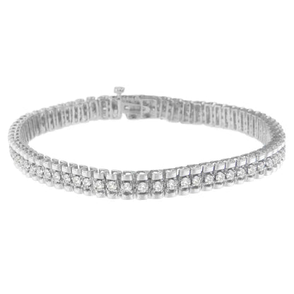 Sterling Silver Round Cut Diamond Tennis Bracelet (2 Cttw K-l Color I1-i2 Clarity) - Fine Jewelry us Direct