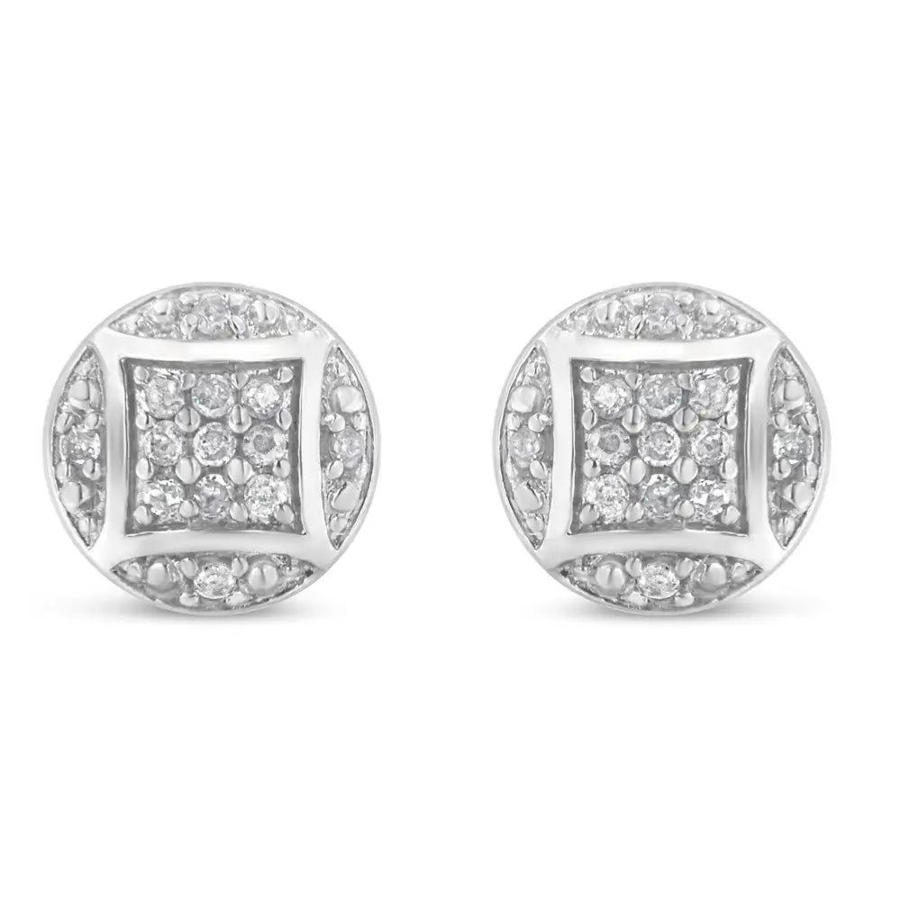 Sterling Silver Round Diamond Cluster Stud Earrings (0.35 Cttw H-i Color I3 Clarity) - Fine Jewelry us Direct