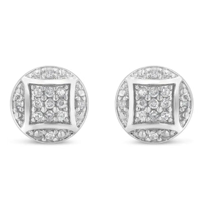 Sterling Silver Round Diamond Cluster Stud Earrings (0.35 Cttw H-i Color I3 Clarity) - Fine Jewelry us Direct