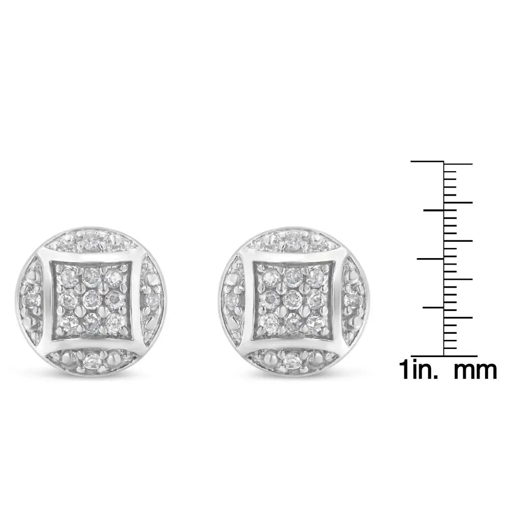 Sterling Silver Round Diamond Cluster Stud Earrings (0.35 Cttw H-i Color I3 Clarity) - Fine Jewelry us Direct