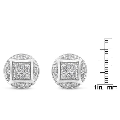 Sterling Silver Round Diamond Cluster Stud Earrings (0.35 Cttw H-i Color I3 Clarity) - Fine Jewelry us Direct